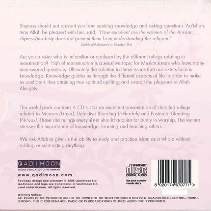 Fiqh of Menstruation by Abu Talha (4 Cd Pack) - Dar Al-Tawhid Publications