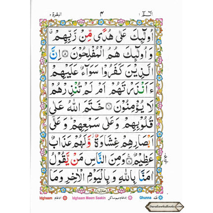Alif Laam Meem Colour Coded Tajweed Rules : Persian ,Pakistani ,Indian Script,Ref 401