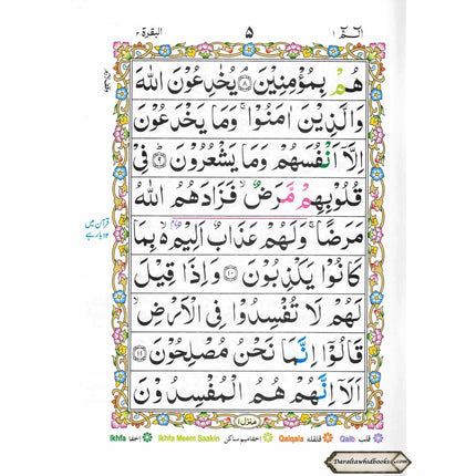 Alif Laam Meem Colour Coded Tajweed Rules : Persian ,Pakistani ,Indian Script,Ref 401