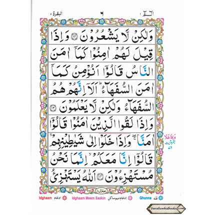 Alif Laam Meem Colour Coded Tajweed Rules : Persian ,Pakistani ,Indian Script,Ref 401