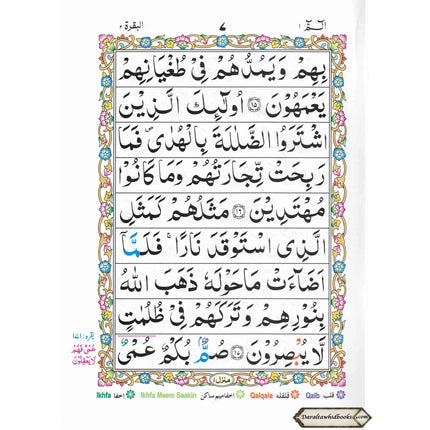 Alif Laam Meem Colour Coded Tajweed Rules : Persian ,Pakistani ,Indian Script,Ref 401