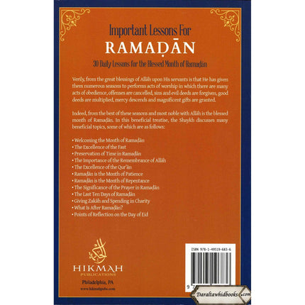 Important Lessons for Ramadan,30 Daily Lessons for The Blessed Month Of Ramadan By Shaykh Abdur Razzaq Al Abbaad