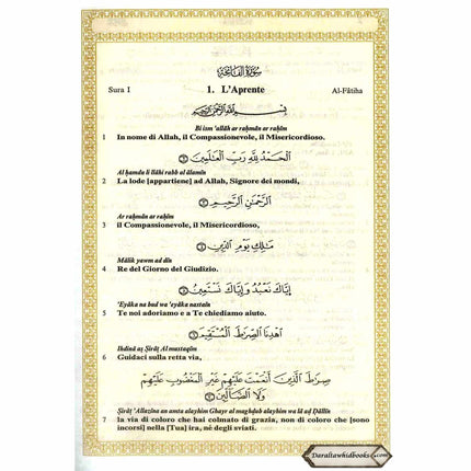 Quran In Italian Language,(Translation in Italian),(Transliteration In English),IL Sacro Corano e la traduzione in lingua italiana del senso dei suoi