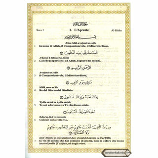 Quran In Italian Language,(Translation in Italian),(Transliteration In English),IL Sacro Corano e la traduzione in lingua italiana del senso dei suoi