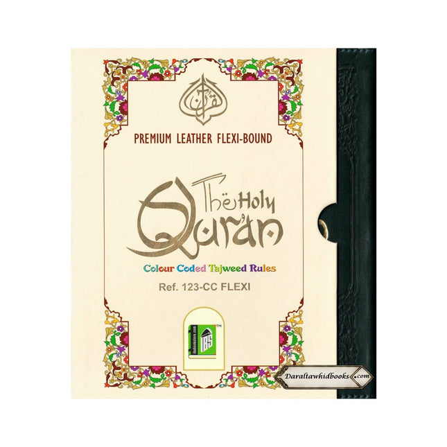 The Holy Quran Colour Coded Tajweed Rules Premium Leather Flexi-Bound Ref 123-CC Flexi Cover (15 Lines)