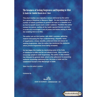The Greatness of Seeking Forgiveness and Repenting to Allah By Shaikh Abu Abdullah Mustafa bin Al-Adawi    ISBN: 9782987458487